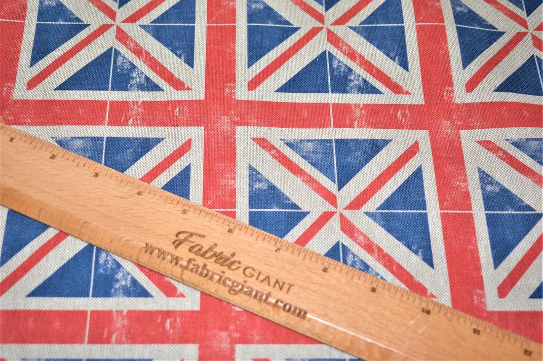 Natural Union Jack Print Canvas Fabric