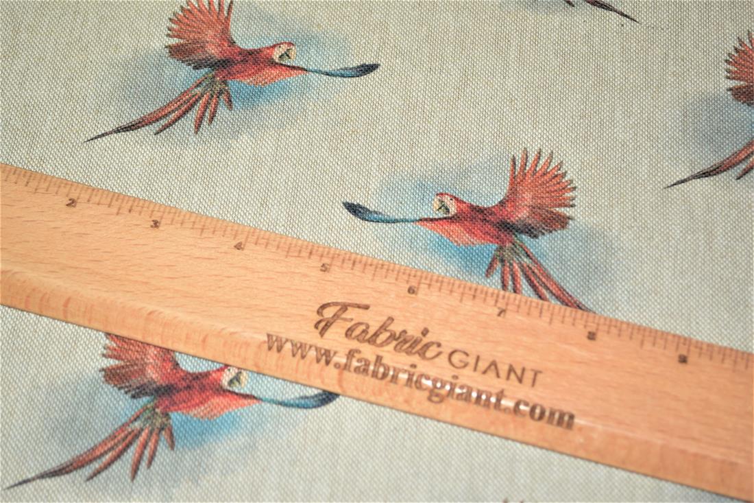 Natural Printed Digital Canvas Fabric, Parrot Design