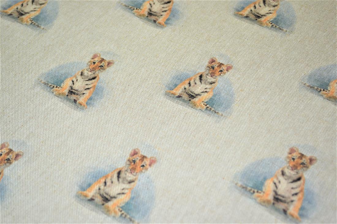 Natural Tiger Print Canvas Fabric