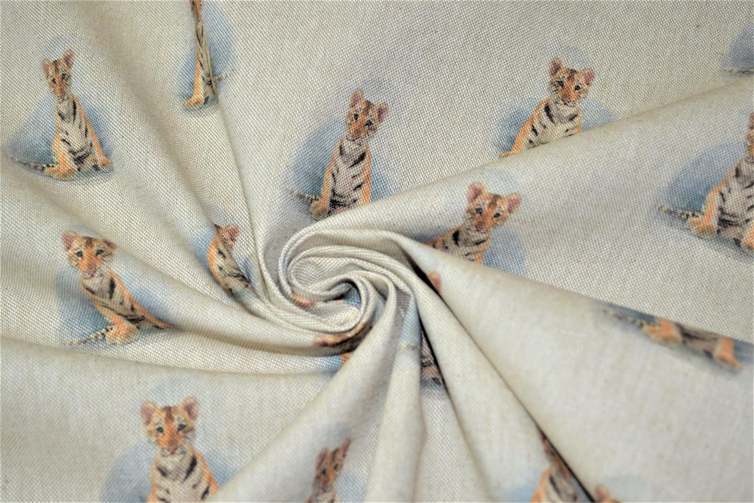 Natural Tiger Print Canvas Fabric