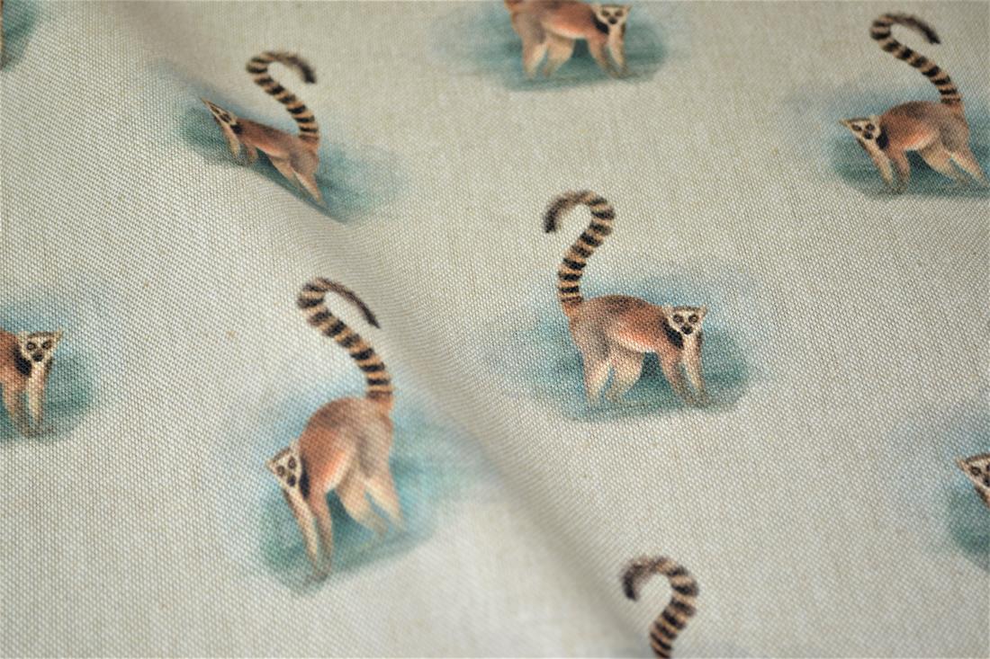 Natural Lemur Print Canvas Fabric