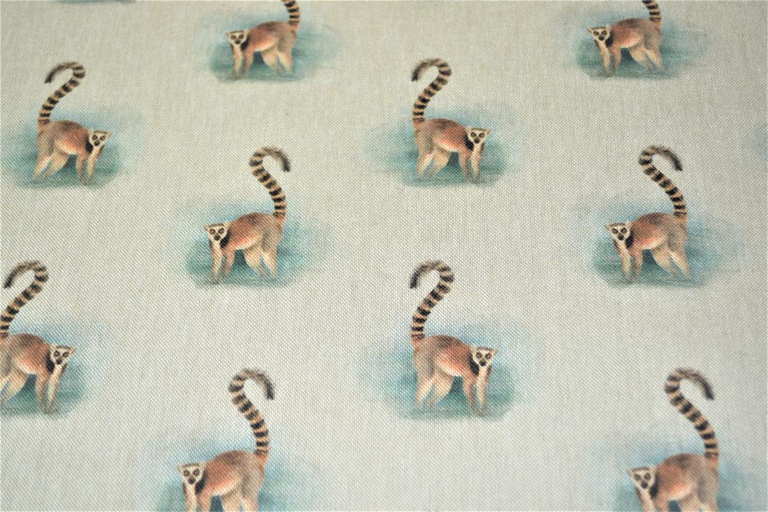 Natural Lemur Print Canvas Fabric