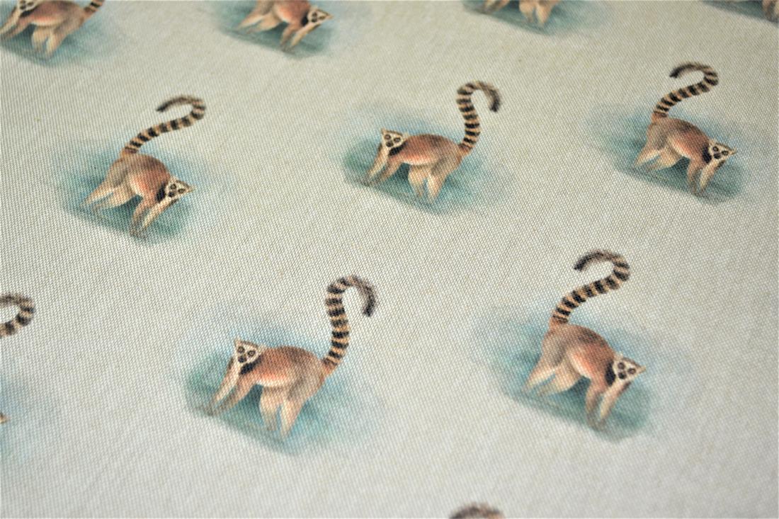 Natural Lemur Print Canvas Fabric