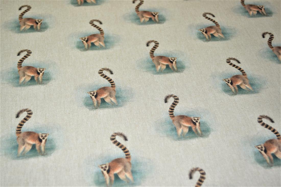 Natural Lemur Print Canvas Fabric