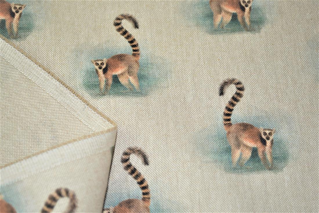 Natural Lemur Print Canvas Fabric