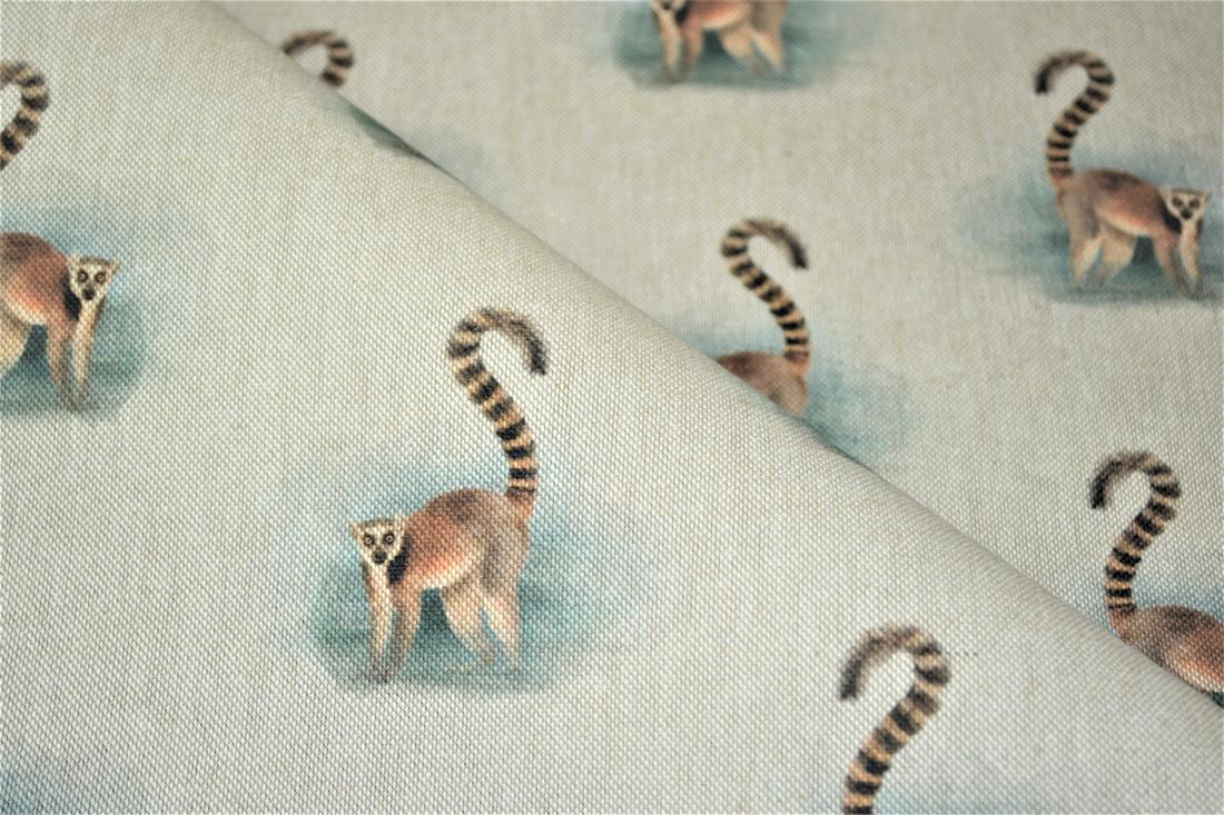 Natural Lemur Print Canvas Fabric