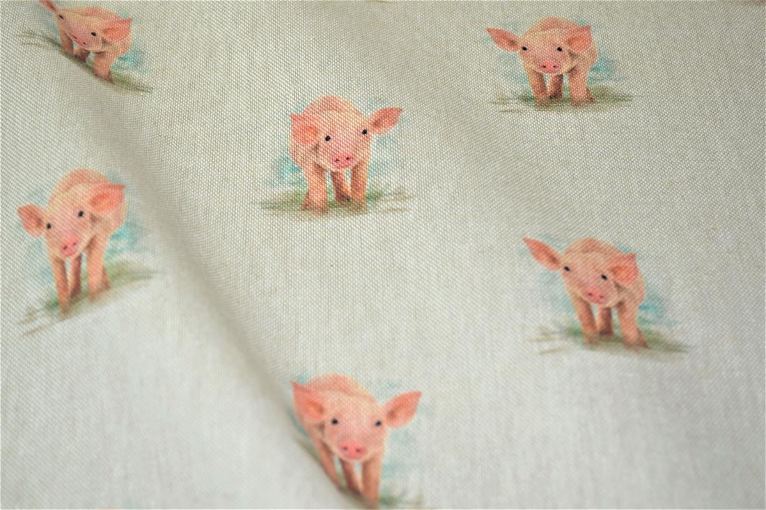 Natural Pig Design All Printed Digital Canvas Fabric