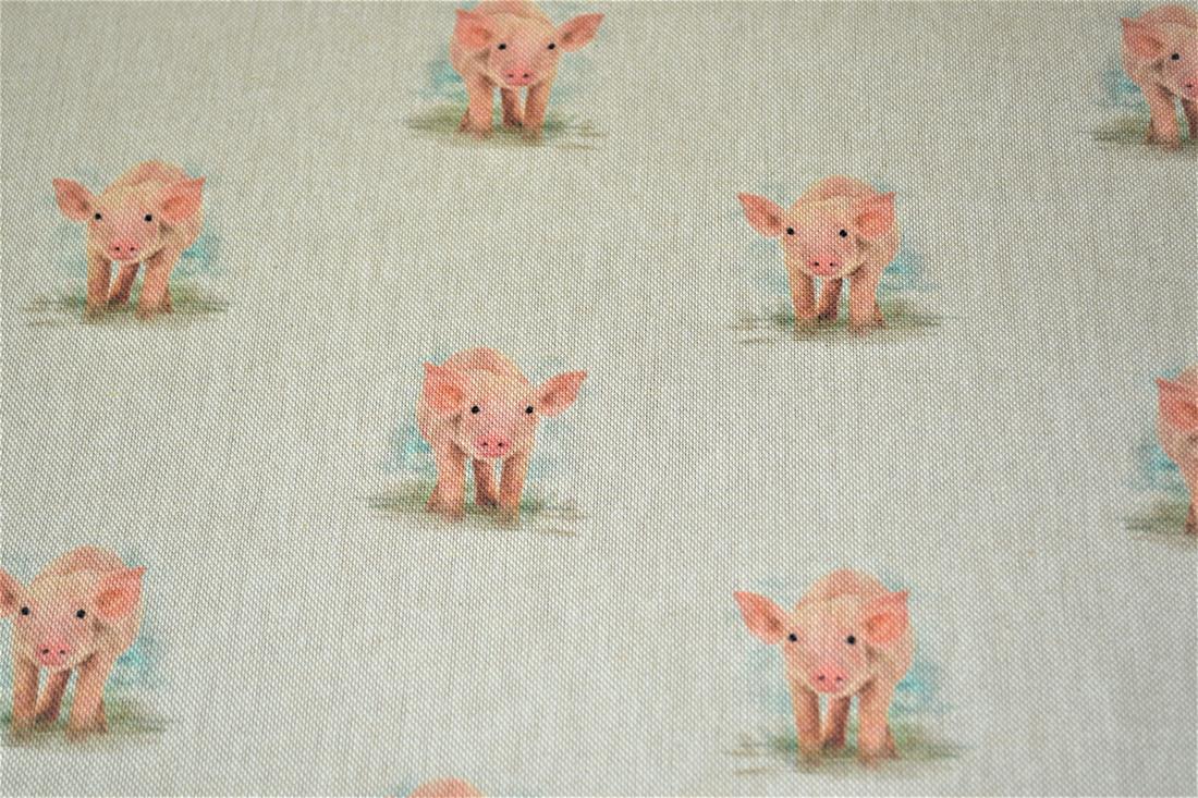 Natural Pig Design All Printed Digital Canvas Fabric