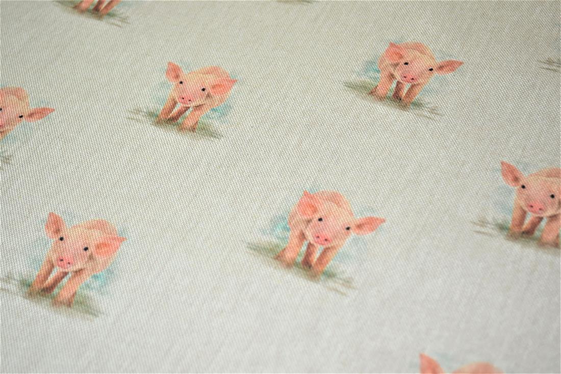 Natural Pig Design All Printed Digital Canvas Fabric