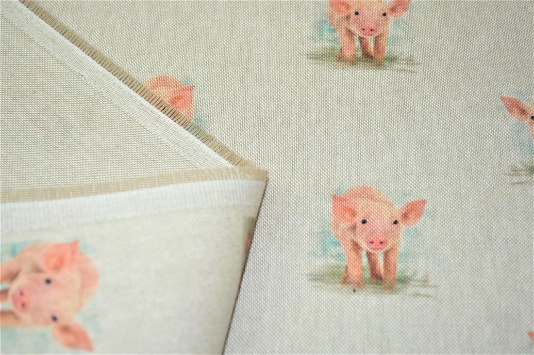 Natural Pig Design All Printed Digital Canvas Fabric