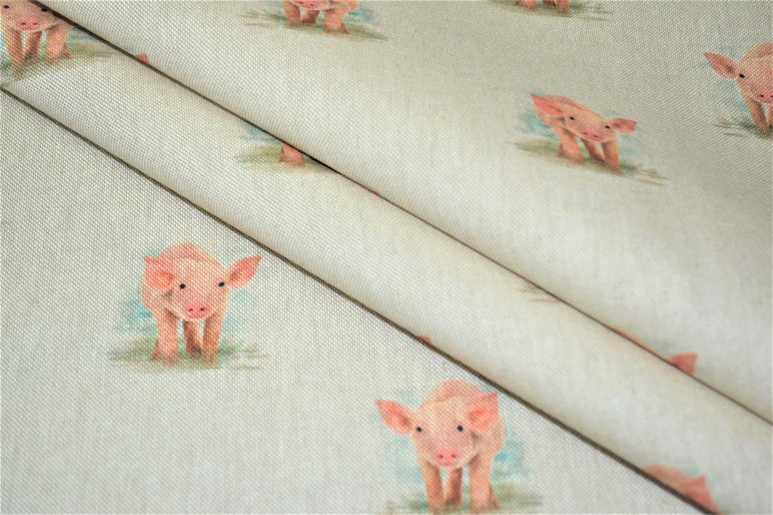 Natural Pig Design All Printed Digital Canvas Fabric