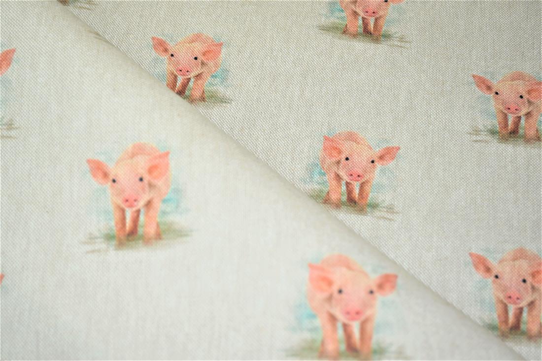 Natural Pig Design All Printed Digital Canvas Fabric