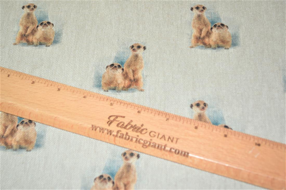 Natural Meerkat Printed Digital Canvas Fabric