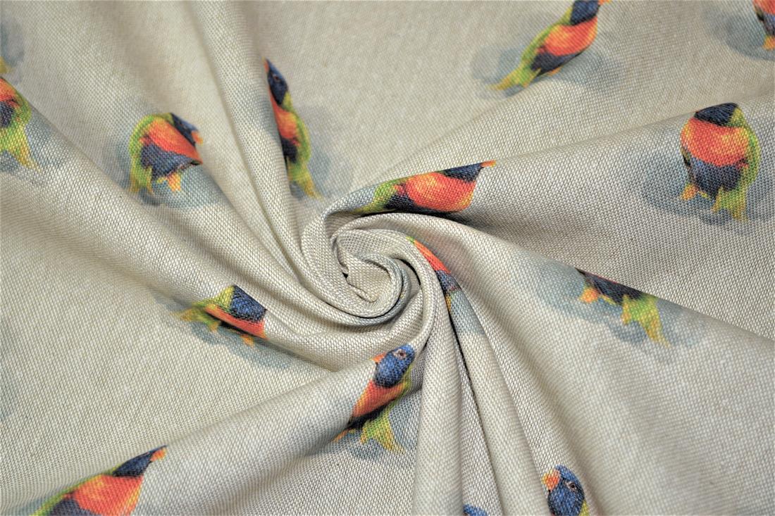 Natural Bird All Over Printed Canvas Fabric