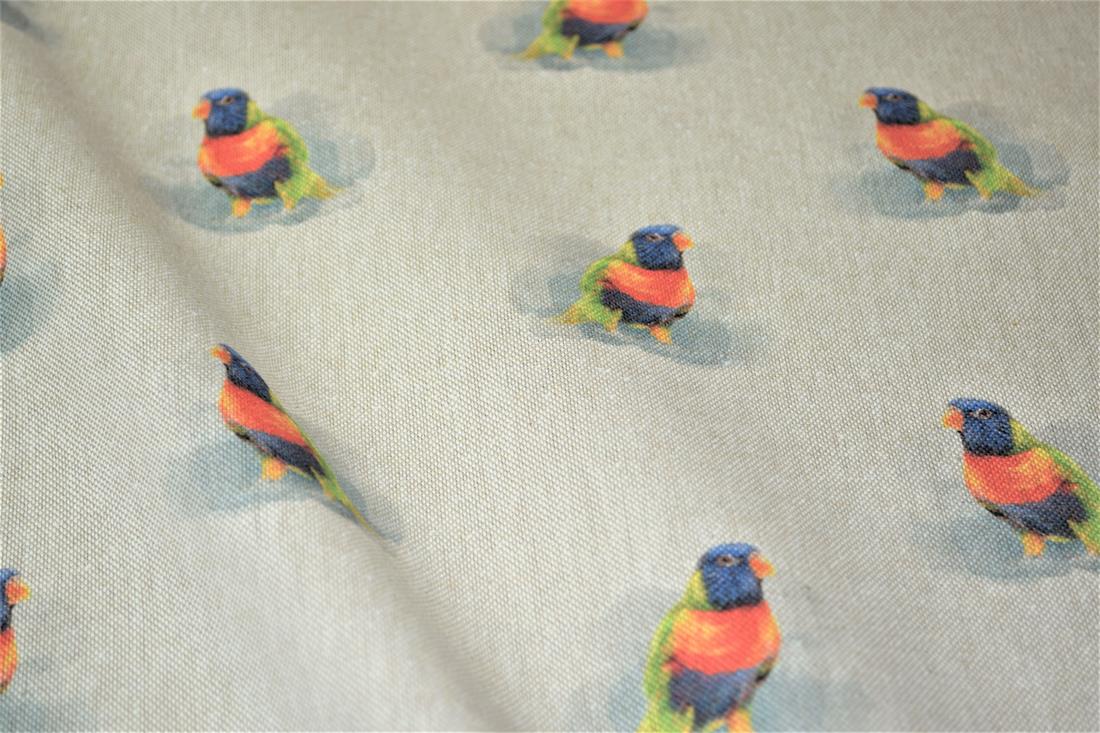 Natural Bird All Over Printed Canvas Fabric