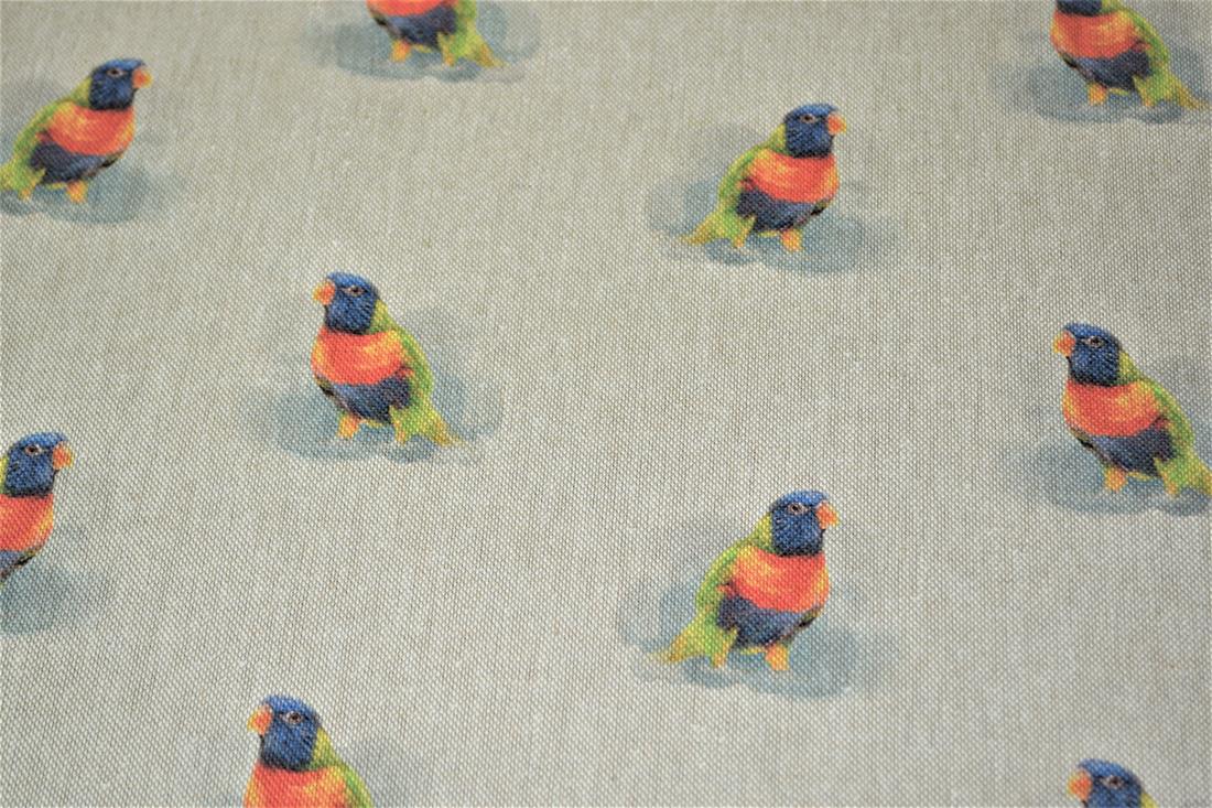 Natural Bird All Over Printed Canvas Fabric