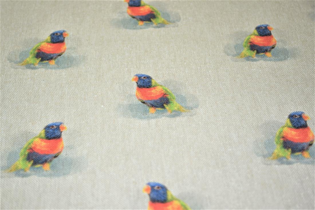 Natural Bird All Over Printed Canvas Fabric