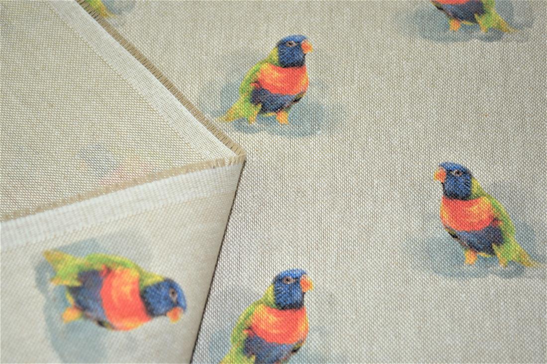 Natural Bird All Over Printed Canvas Fabric