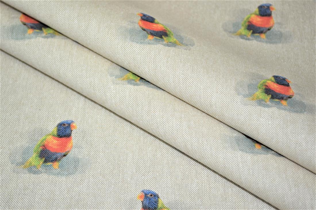 Natural Bird All Over Printed Canvas Fabric