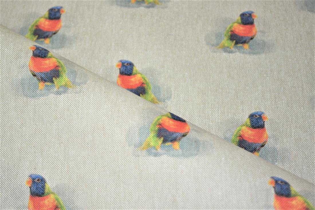 Natural Bird All Over Printed Canvas Fabric