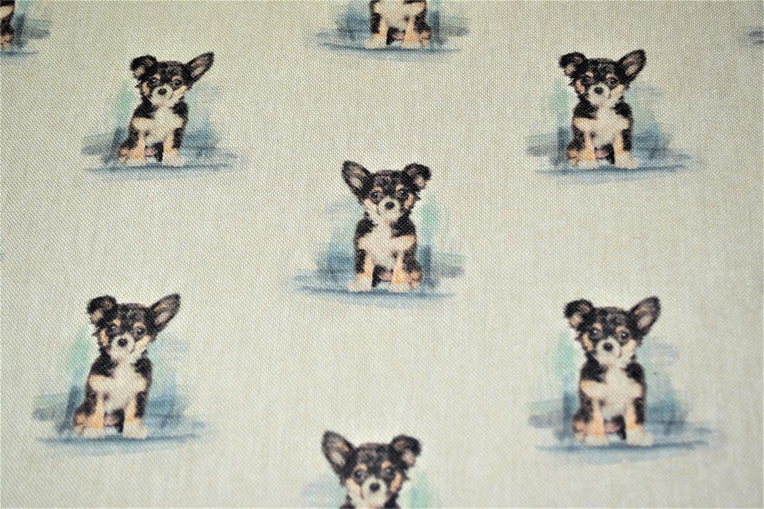Natural Chihuahua All Over Printed Canvas Fabric