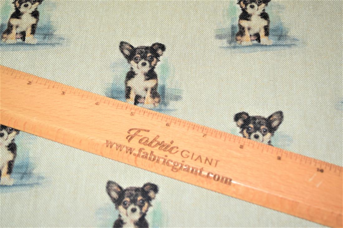 Natural Chihuahua All Over Printed Canvas Fabric