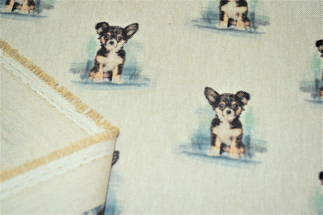 Natural Chihuahua All Over Printed Canvas Fabric