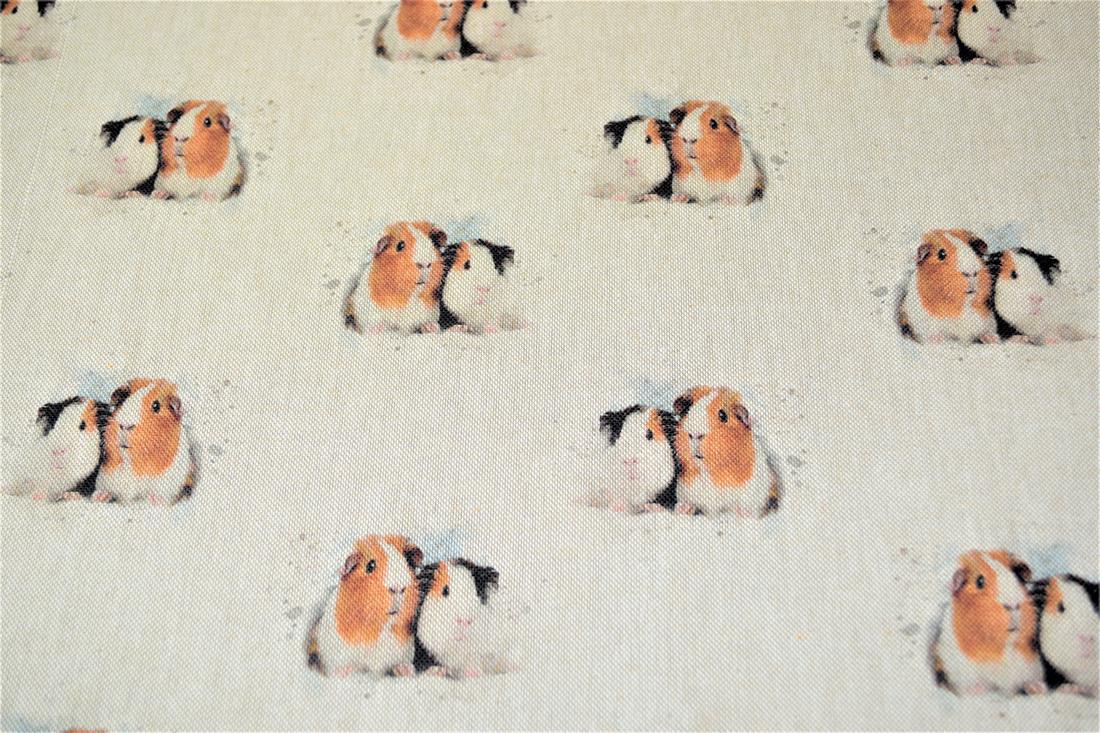Natural Guinea Pig -Printed Digital Canvas Fabric