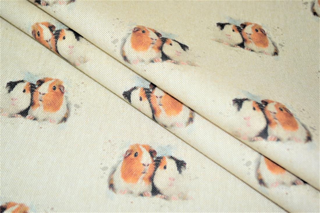 Natural Guinea Pig -Printed Digital Canvas Fabric