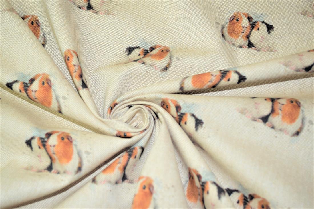 Natural Guinea Pig -Printed Digital Canvas Fabric