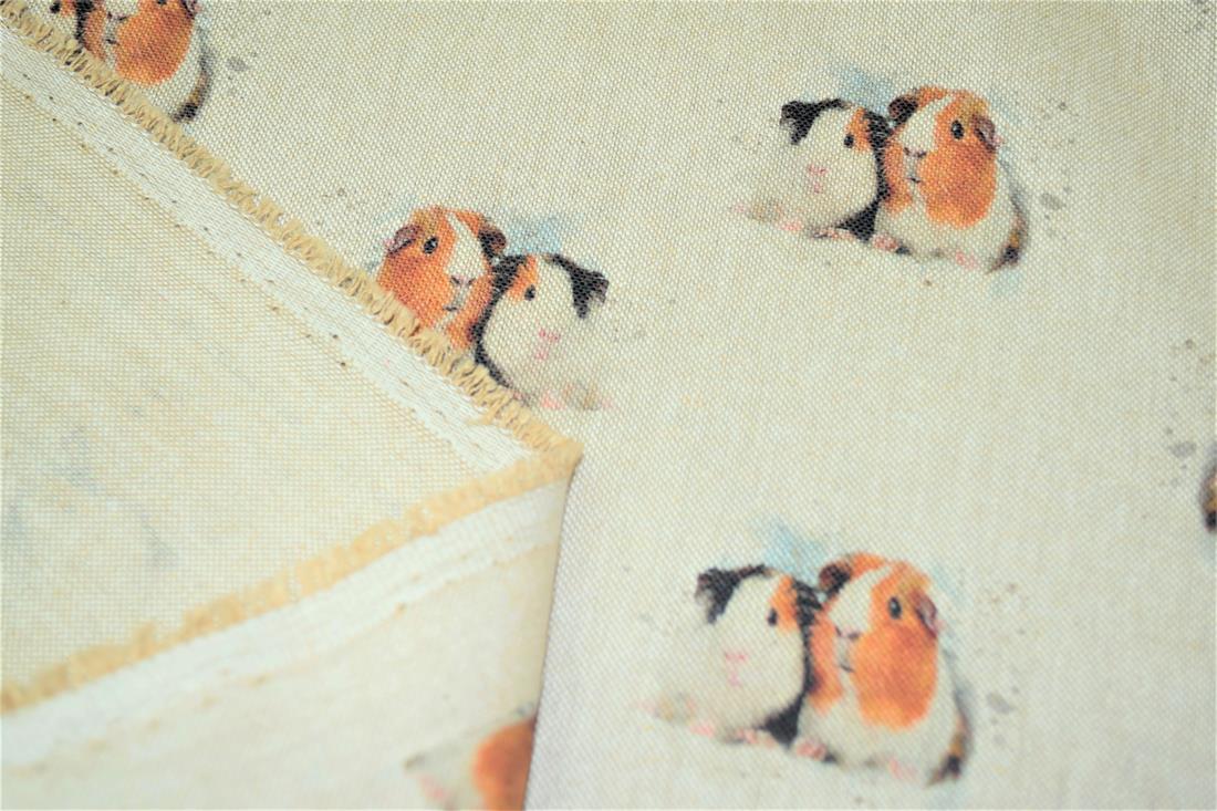 Natural Guinea Pig -Printed Digital Canvas Fabric