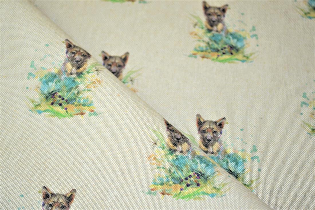 Natural Baby Wolf All Over Printed Digital Canvas Fabric