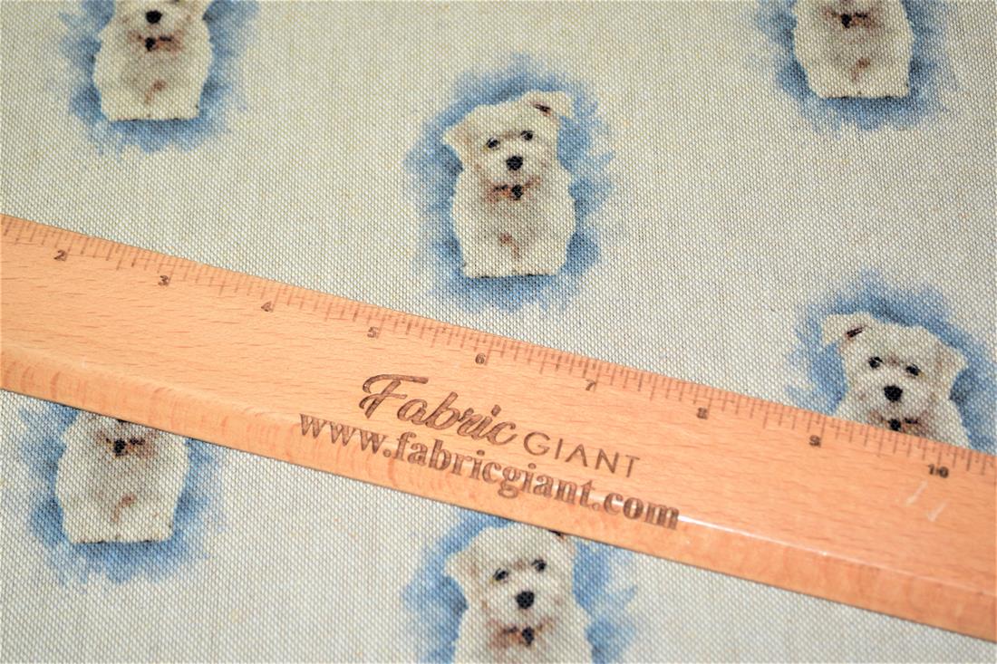 Natural Small Dog Printed Digital Canvas Fabric