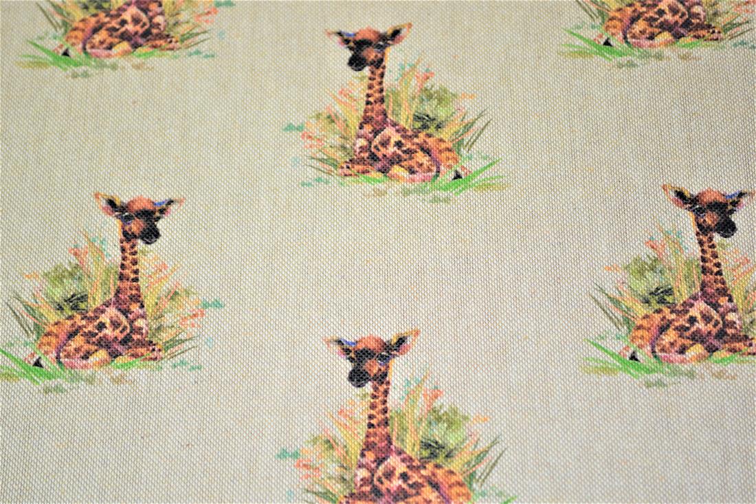 Natural Baby Giraffe Printed Digital Canvas Fabric
