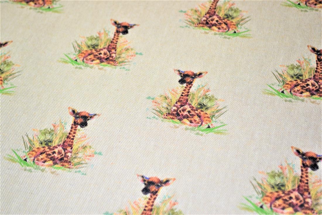 Natural Baby Giraffe Printed Digital Canvas Fabric