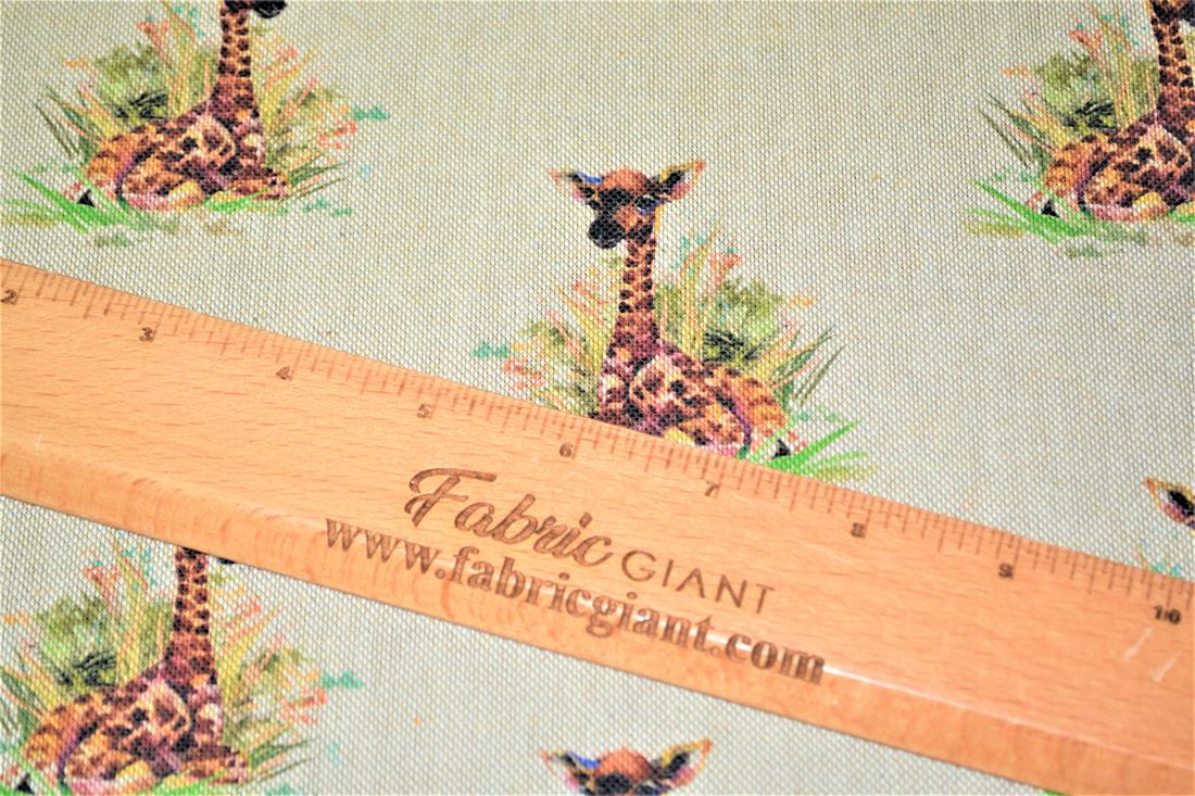 Natural Baby Giraffe Printed Digital Canvas Fabric