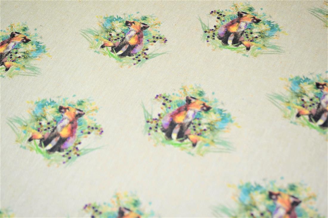 Natural Baby Foxes Printed Digital Canvas Fabric