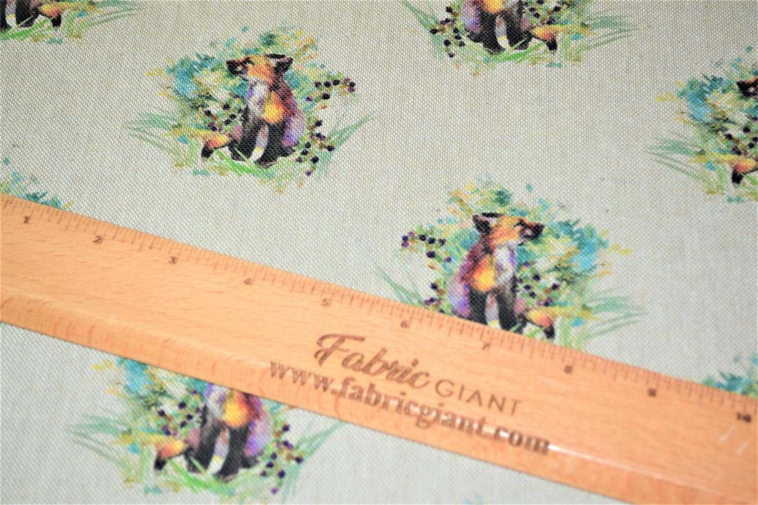 Natural Baby Foxes Printed Digital Canvas Fabric