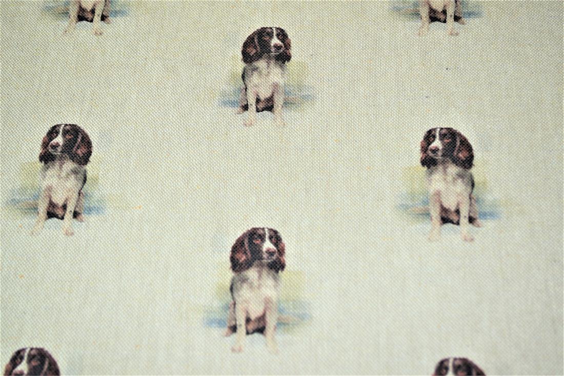 Natural Springer Spaniel Dog Printed Canvas Fabric