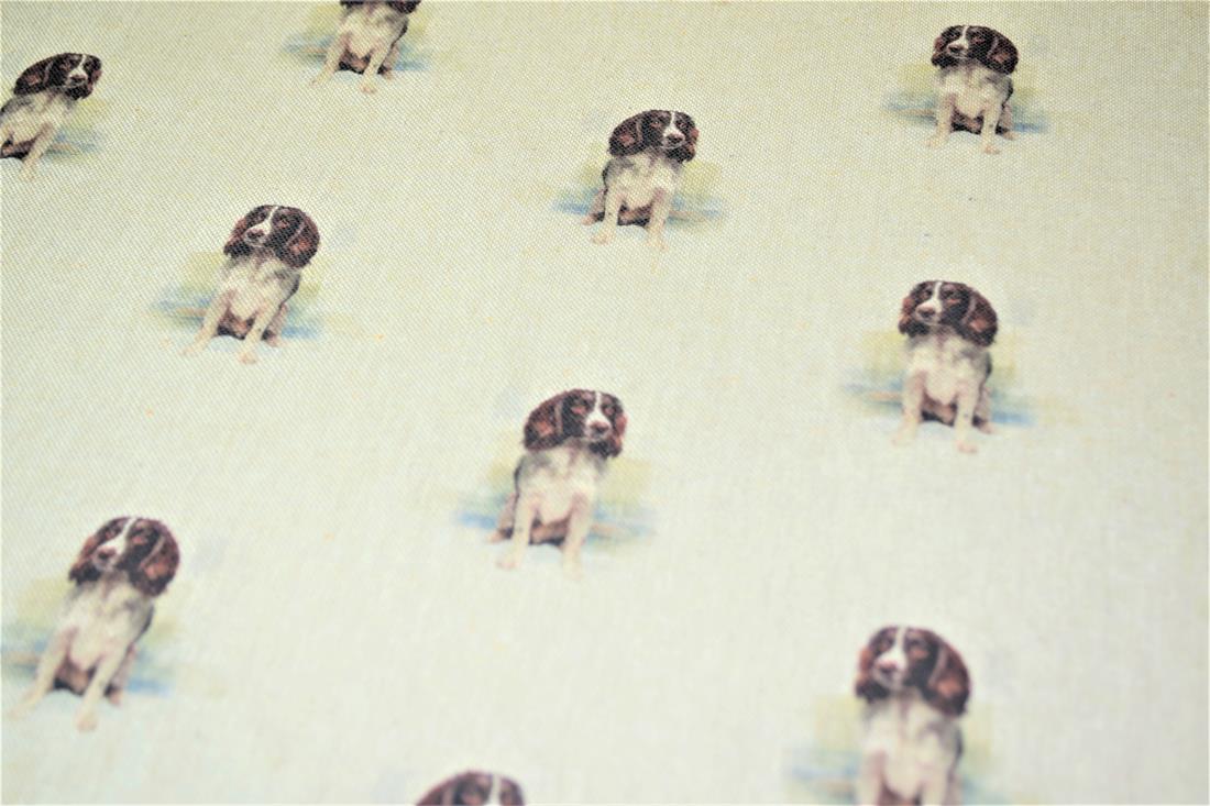 Natural Springer Spaniel Dog Printed Canvas Fabric