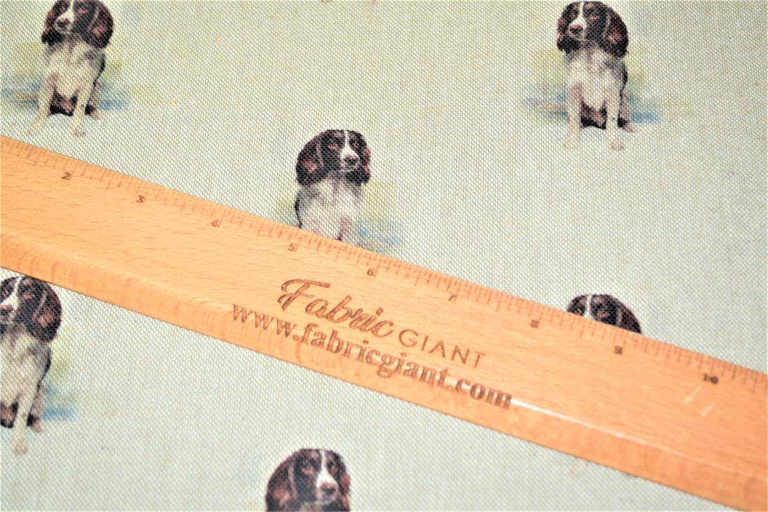 Natural Springer Spaniel Dog Printed Canvas Fabric