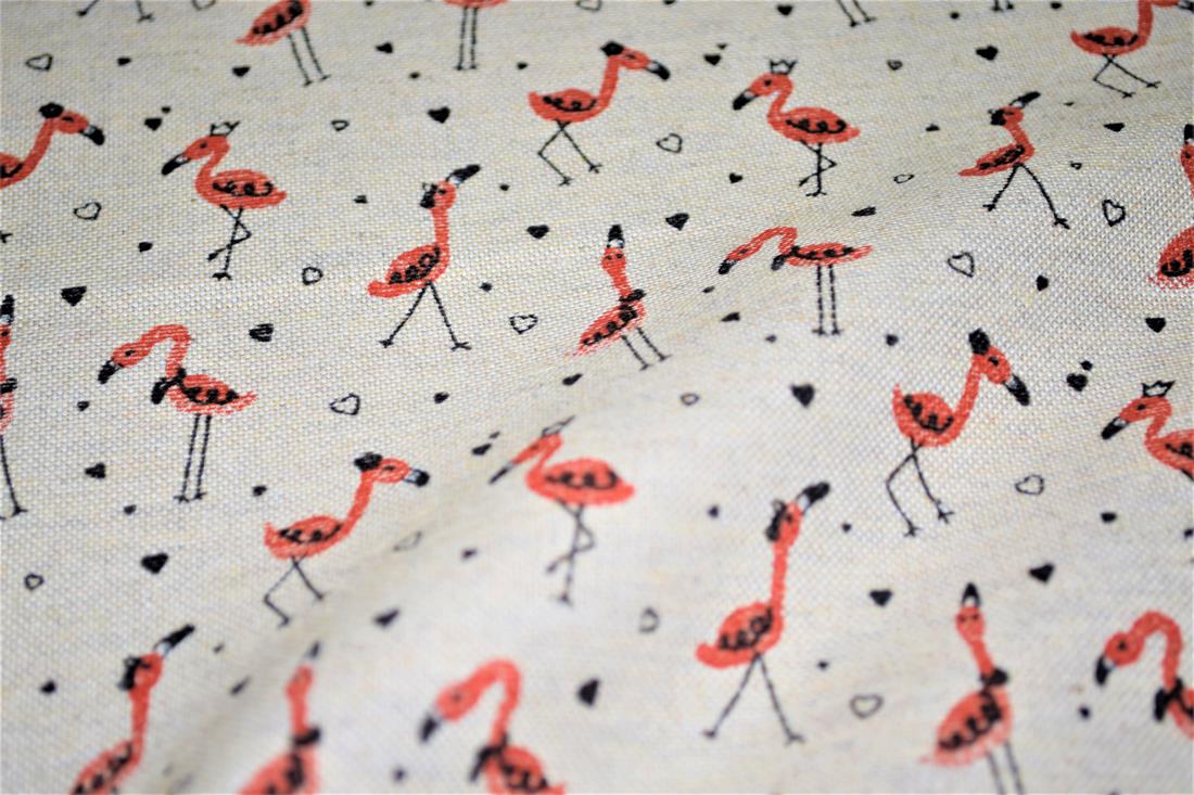 Natural Flamingos Canvas Printed Fabric