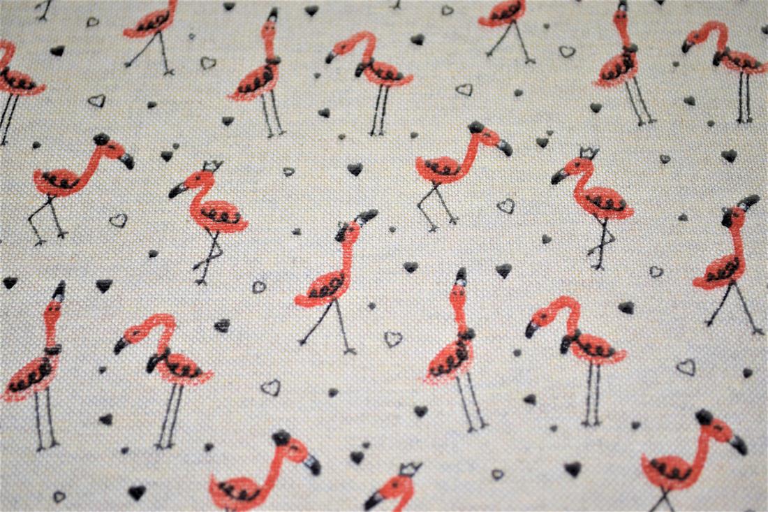 Natural Flamingos Canvas Printed Fabric