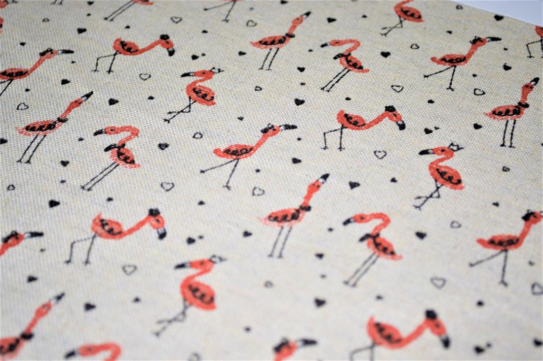 Natural Flamingos Canvas Printed Fabric