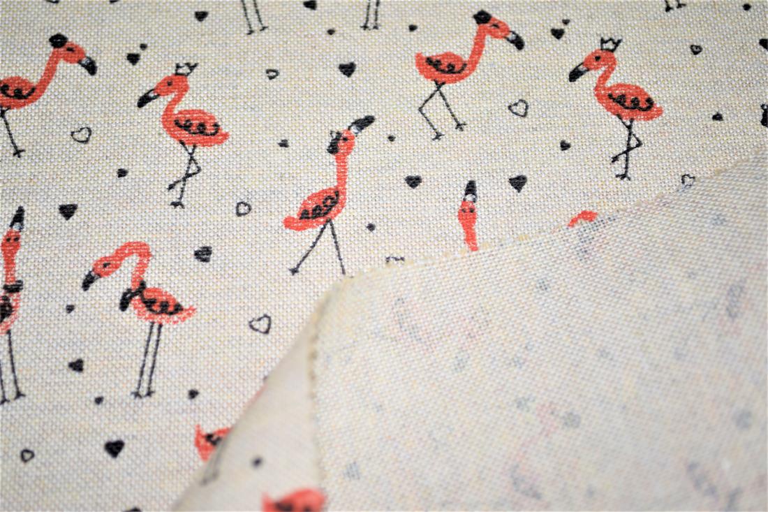 Natural Flamingos Canvas Printed Fabric