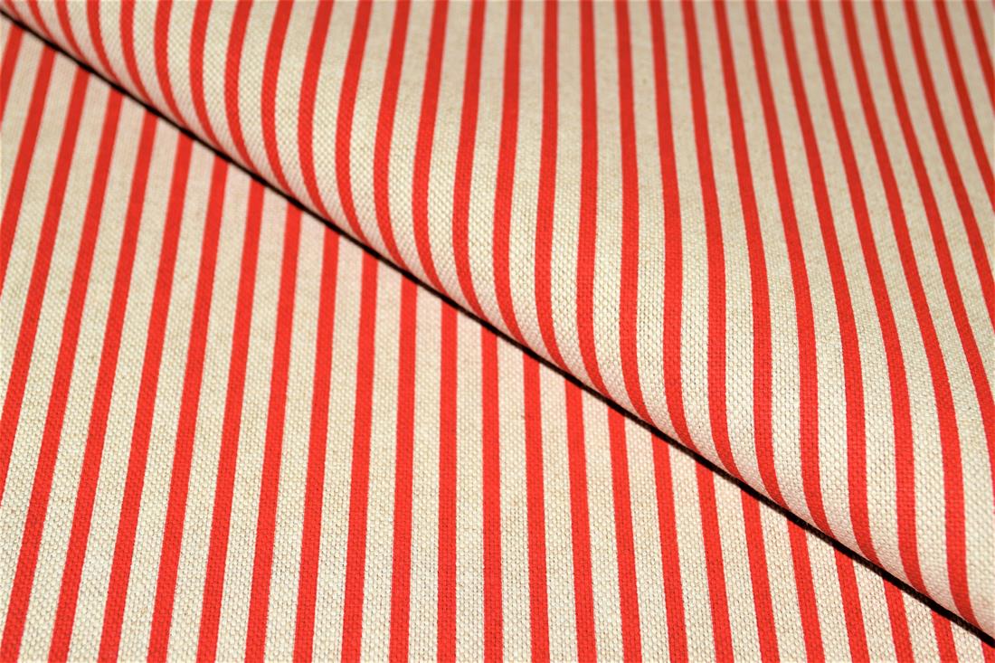 Red Linen Printed Canvas Fabric