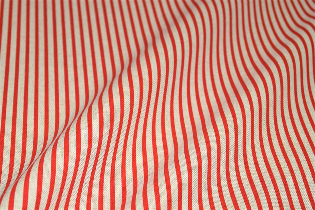 Red Linen Printed Canvas Fabric