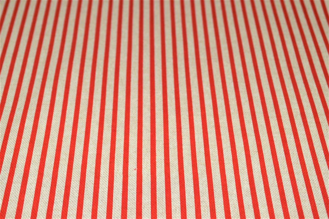 Red Linen Printed Canvas Fabric