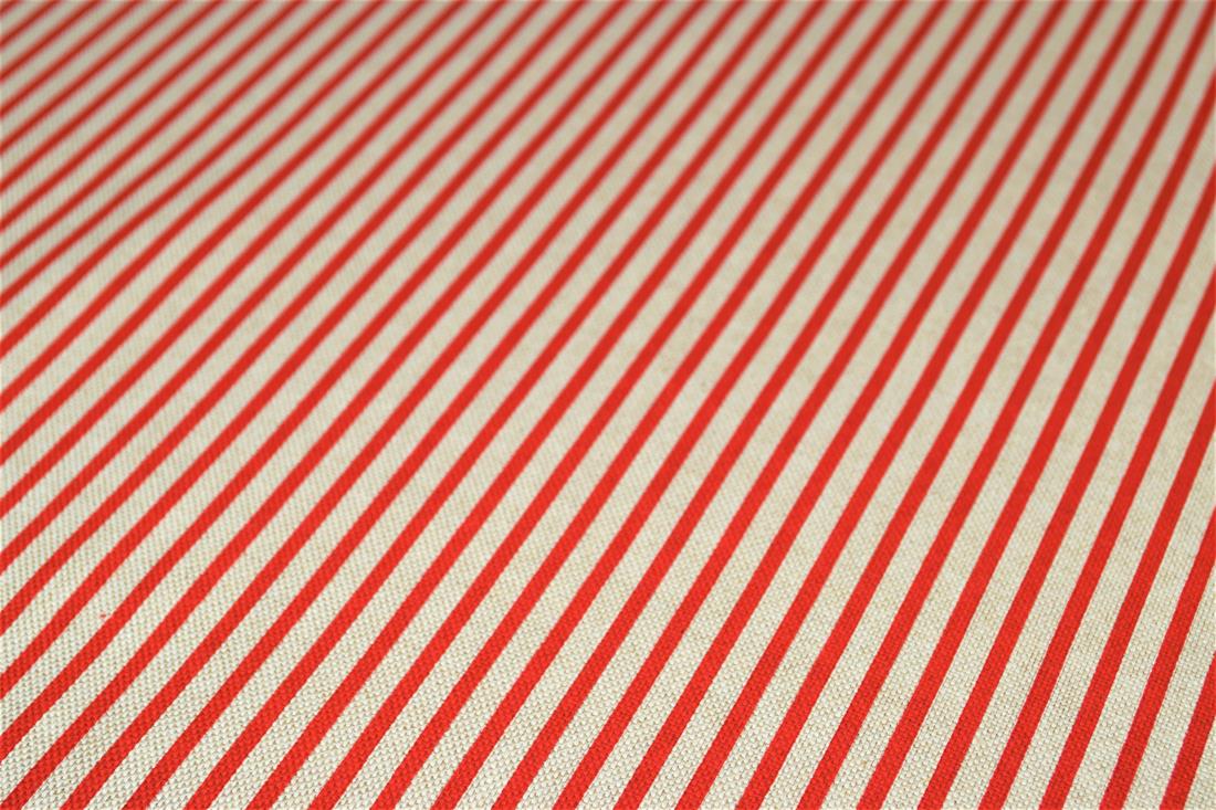 Red Linen Printed Canvas Fabric