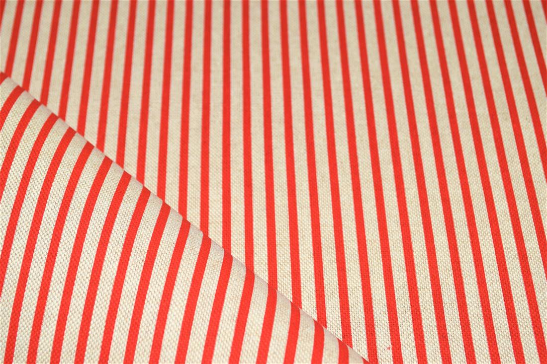 Red Linen Printed Canvas Fabric